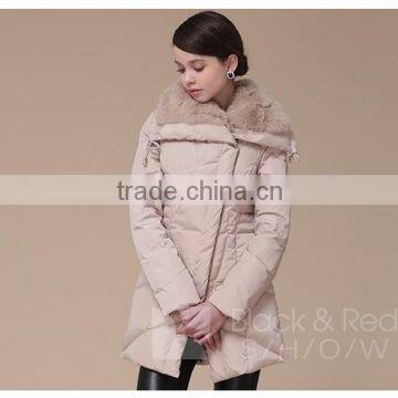 Big fur goose winter down jacket for women