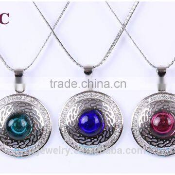 Round Shape Vintage 925 Silver Pendant Essential Oil Bottle Pendant Necklace Wholesales