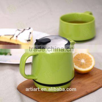 2015 new product 2 person colorful combo ceramic tea pot with infuser