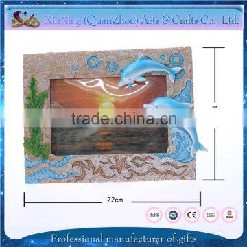 beach style resin dolphin resin 4x6 photo frame