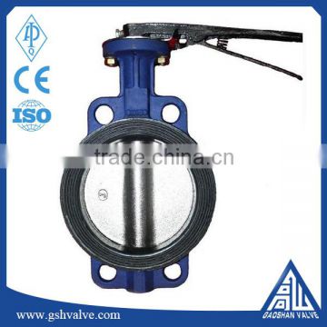 ductile iron wafer type rubber lined butterfly valve with gear box