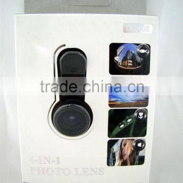 Portable 0.65X Wide-angle Lens+Fisheye+Macro+CPL 4-in-1 Camera Lens Set For Mobilephones Tablets Notebook