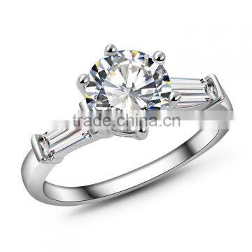 Women's jewelry silver plating white zircon luxury adjustable engagement rings