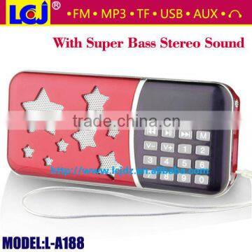 L-A188 portable mini MP3 player FM radio speaker