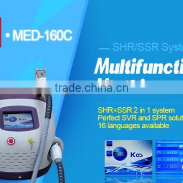 Professional SHR and SSR photo facial machine ! 2016 E light IPL yag laser machine/IPL RF Elight laser spots removal