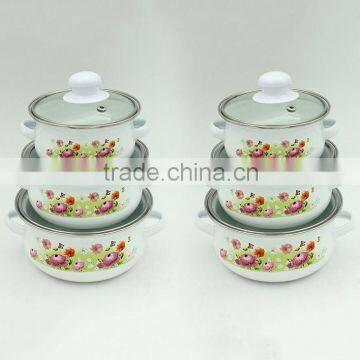 Red Polka Dots Decal Printed Cooking Pots Enamel Casseroles