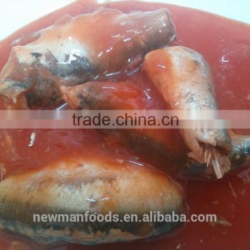 Delicious high quality 425g oval tin canned sardine fish in tomato sauce