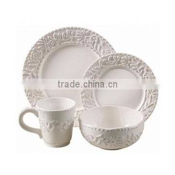 Embossed gold&handmade super white porcelain dinnerware set