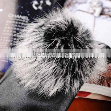 Luxury Gift suede fashion winter fur fingerless leather gloves