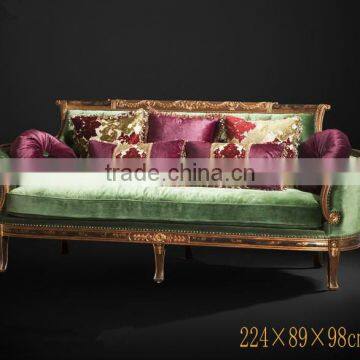 Elegant Emerald Green Living Room Sofa, Noble Solid Wood Carved 3+2+1 Sofa Set, British Royal Furniture photo-4