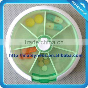 OEM Plastic Promotional Round Rotating 7 Day Pill Box