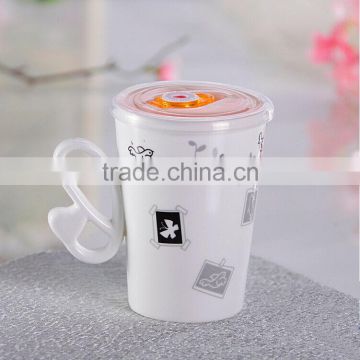 ceramic souvenir mug,coffee mug with plastic lid