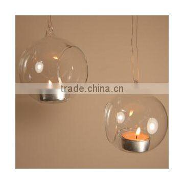 Hanging glass candle holder, hanging glass ball candle holder