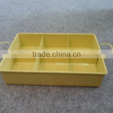 Attractive Yellow 6 Grids Interior Divider Rectangular Metal Serving Tray/Sundries Collector