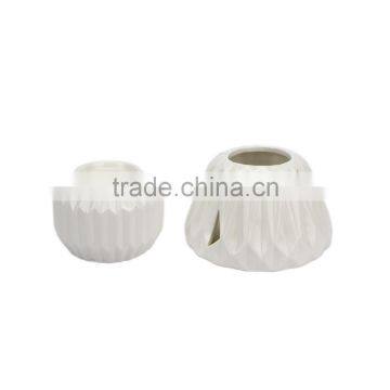 Eco-Friendly Elegant White Ceramic Table Lamp Shape Candle Holders photo-2