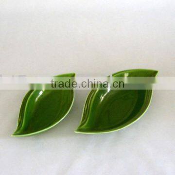 cheap glazed ceramic leaf plate dish