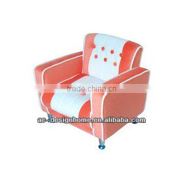 PEACH/WHITE LINT/WOODEN KID ONE SEAT SOFA