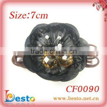CF0090 Beautiful ladies black bead make fabric brooches
