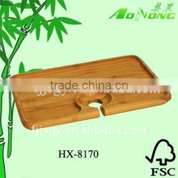 Natural bamboo wine party tray with a hole