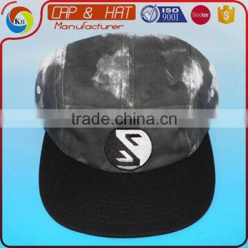 black &white washed tye dye 5 panel hat sport cap