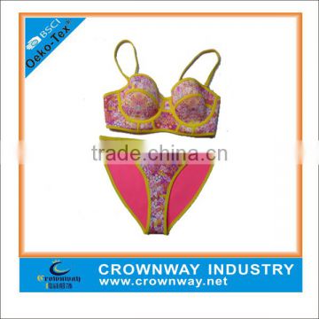 custom made mature women neoprene triangle bikini swimsuit