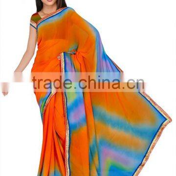 Spray Printed Designer Saree in Chiffon Sari Fabric photo-3