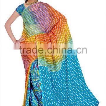 Bandhani Printed Designer Styles Saree With Blouse photo-3