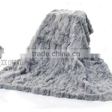 CX-D-66E Real Fur Luxury Patchwork Rex Rabbit Fur Blanket/Fur Rug photo-5