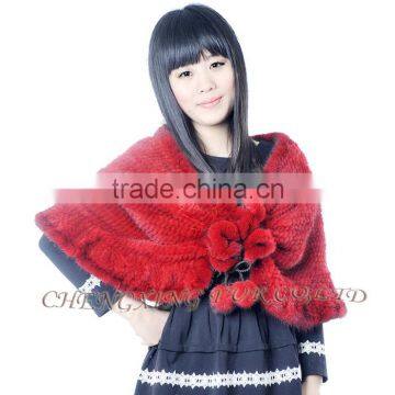 CX-B-M-24K Hot Selling In Stock Real Mink Fur Wedding Knitted Shawl Women photo-5