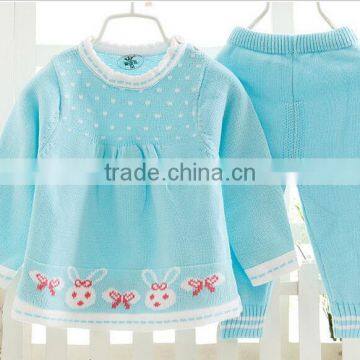 Latest Light Blue Pink Stylish Baby Girls Cotton Knitted Sweaters photo-3
