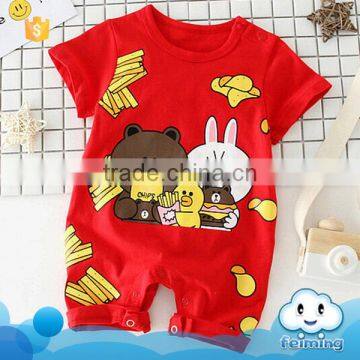 SR-313B high quality unisex baby clothes bear white rabbit pattern pajamas cotton romper