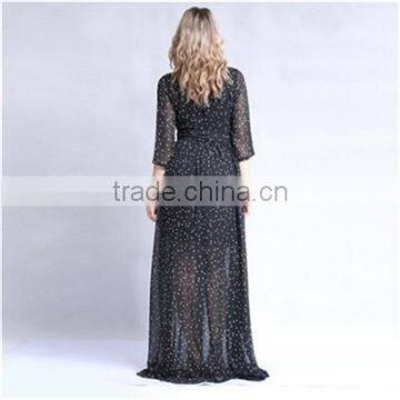 Factory Supply Polka Dot Design Plus Size Chiffon Maxi Dresses photo-5