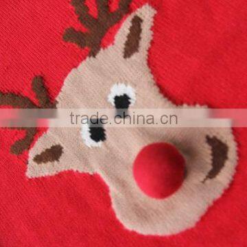Popular Deer Deisgn Red Christmas Sweater Custom Knitting Patterns Christmas Pullover photo-4