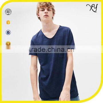 2017 High Quality v Neck Navy Blue Simple Design t Shirts Men