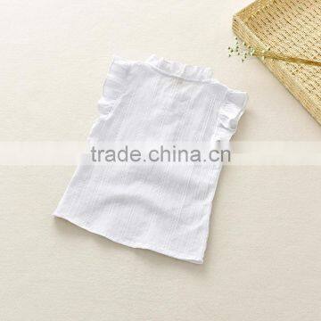 Wholesale Plain White Girl Sleeveless Shirt Little Girls Cute Blouse photo-2