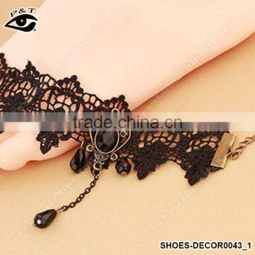 Vintage Style Anklets Black Rhinestone With Metal Chain Feet Ornaments photo-2