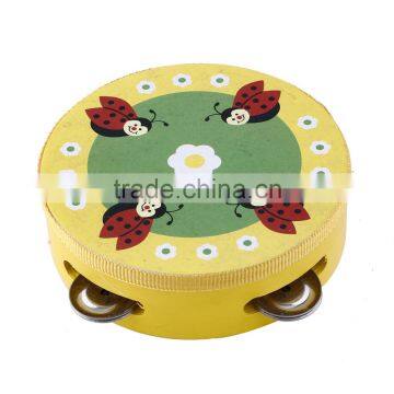 Tambourine party favors wholesale wood tambourine mini kids instruments logo printed tambourine