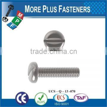 Made in Taiwan DIN 85 ISO 1580 Slotted Pan Head Machine Screw DIN 85