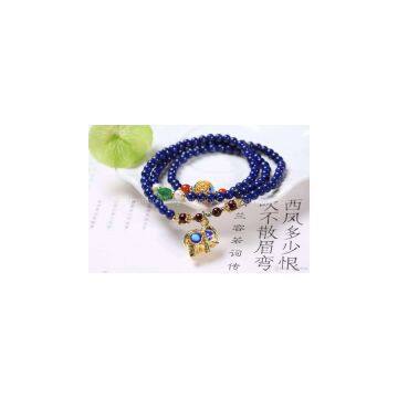 NEFFLY Natural Blue lapis lazul925 Sterling Silver 5mm European Asian Style Beaded Strands Bracelets Elephant Gift Artificial Free Shipping