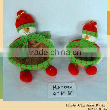 Hot sell Handmade plastic baskets Christmas snowman gifts