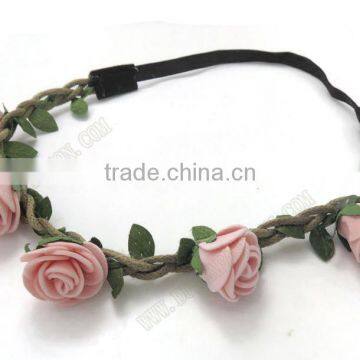 Plain Simple EVA Foam Rose Flower Headband Elastic Flower Hair Bands Circlet Head Wreath Floral Headpiece Hair Garland Accessory