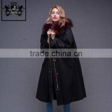 Modern Cheap Winter Warm Coat Long Sleeve Rabbit Fur Lined Parka