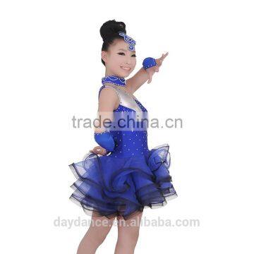 Girls Kids Ballroom Latin Competition Dress Fluffy Skirt Children Latin Dance Costumes photo-6