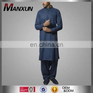 Muslim Men Thobe Navy Blue Cotton Suit Regular Fit Men's Anaya Formal Kurta Design for Men