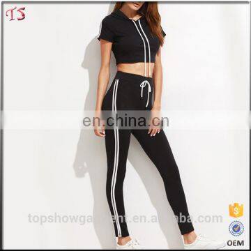 Women jogging wear black fitness slim fit ladies latest design custom tracksuit