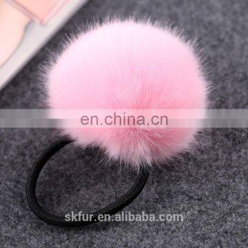 Factory Wholesale Elastic Hair Rubber Tie With Rabbit or Faux Fur Ball for Girls and Women photo-4