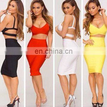 Fashion high quality fat women YELLOW/RED/BLACK/WHITE straplessBRA TOPS skirt dresses