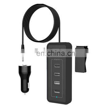 4 Port Car Charger 46W 8A, Multi-function 4 Port USB Car Charger for Mobile Phone