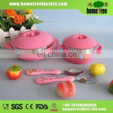 Pink stainless steel baby bowl