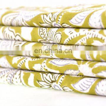 Indian New Handmade 100% Cotton Rajasthani Floral Hand Block Printed Fabric